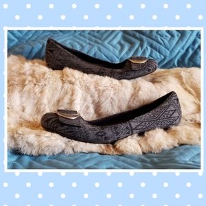 Dr Scholl's Grey and Black w/ Buckle Flats (9M)